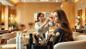 A professional stylist working on a client's hair at a salon coafura craiova offering luxurious services.