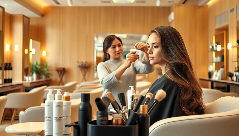 A professional stylist working on a client's hair at a salon coafura craiova offering luxurious services.