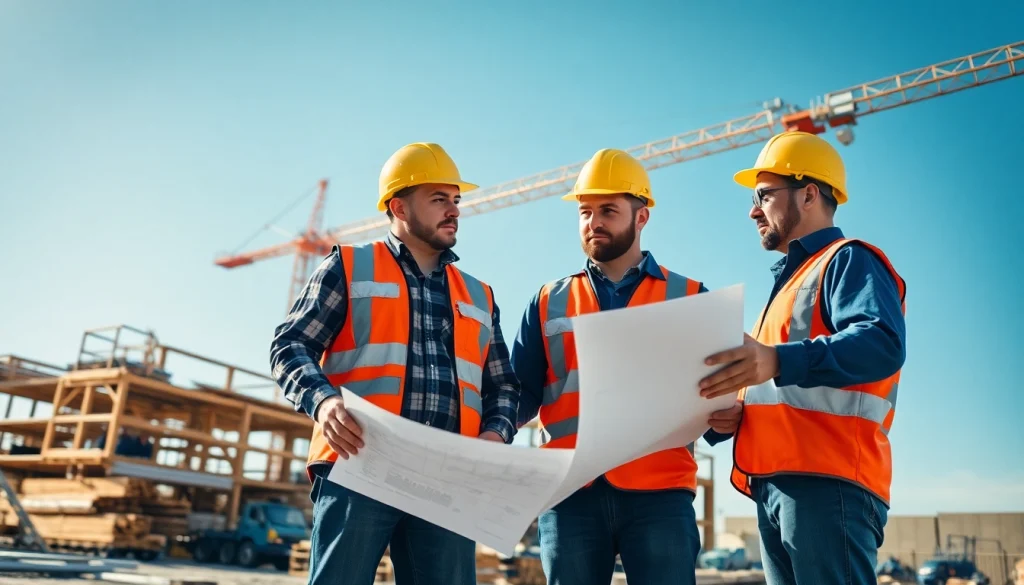Team of professionals representing southern california contractors association collaborating on a construction site.