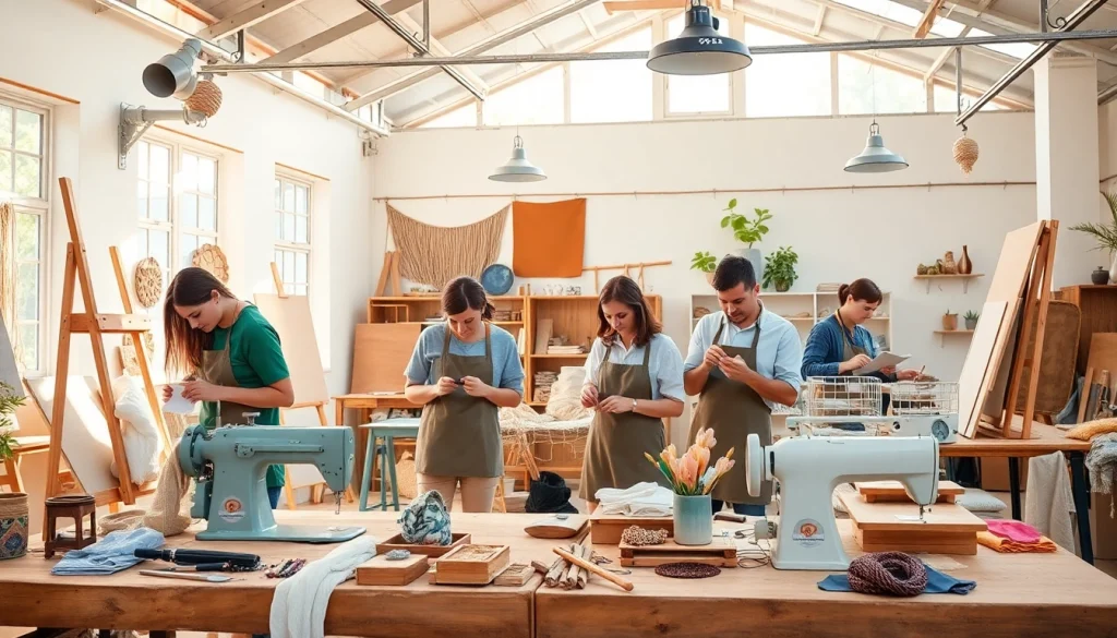 Crafters collaborating in engaging craft training programs showcasing creativity and skill.