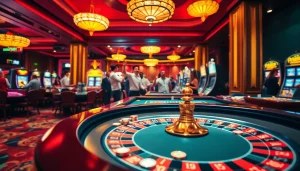 Engaging view of cs2 gambling sites with vibrant casino gaming tables and lively players.