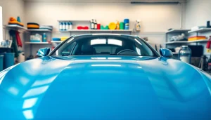 Best car detailing Chattanooga TN showcasing a polished vehicle in a well-lit garage.