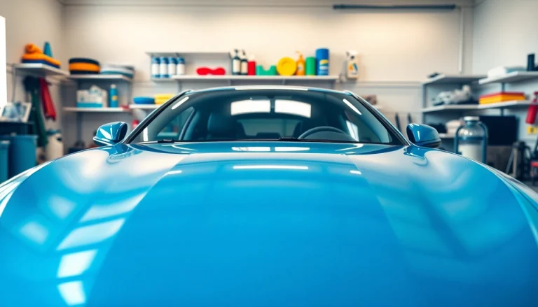 Best car detailing Chattanooga TN showcasing a polished vehicle in a well-lit garage.