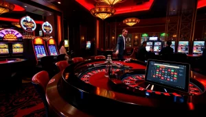 Experience excitement and luxury while playing tại i9bet with vibrant casino tables and online gambling interfaces.