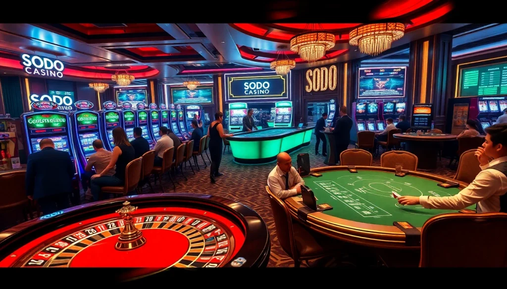 SODO CASINO players enjoying thrilling games at a vibrant casino table.