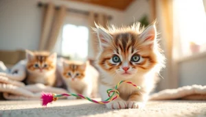 Maine Coon kittens for sale Sacramento playing together in a sunny room.