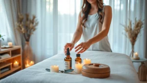 출장안마 service with a beautiful therapist in a serene home setting, ready to provide relaxation.