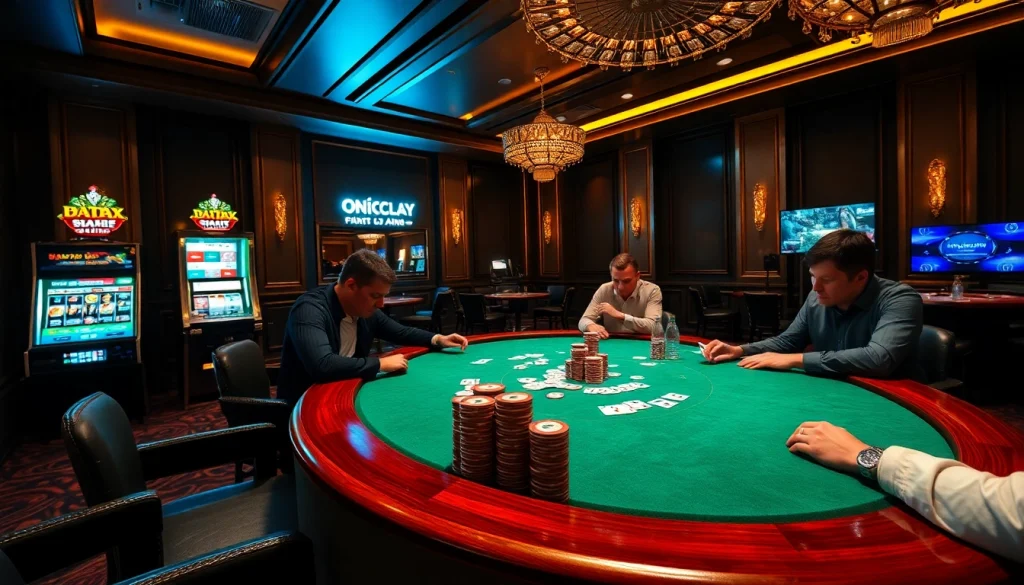 Experience the excitement of link alternatif onicplay at a luxurious casino poker table with engaging gameplay.