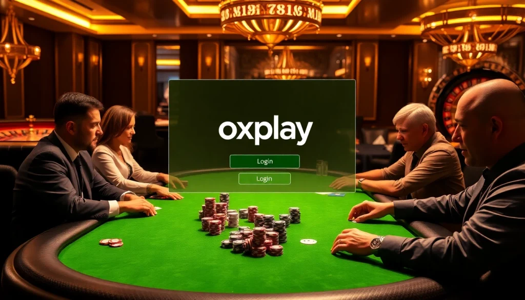 Experience the thrill of poker with oxplay login at a luxurious gaming table adorned with vibrant chips.