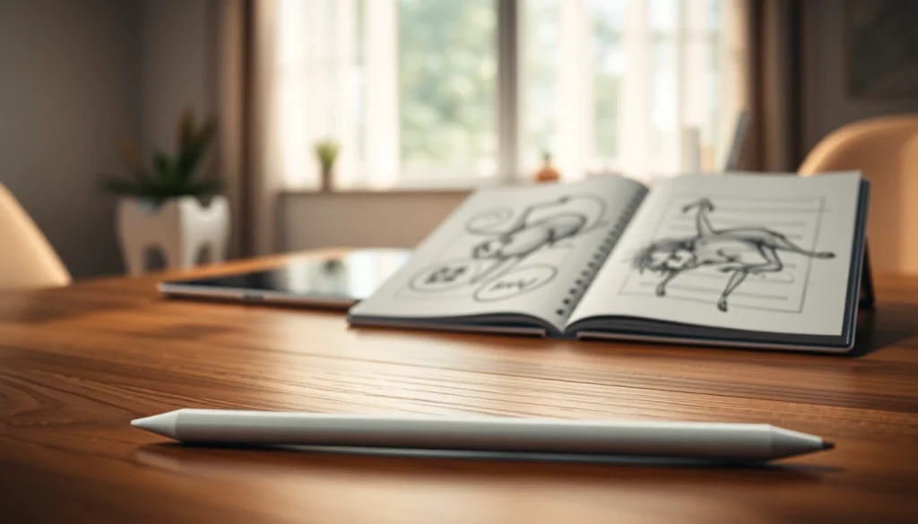 Utilizando el Apple Pencil 2da generación sobre un escritorio moderno para ilustrar arte digital.