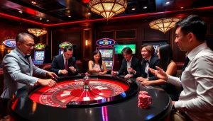Experience the thrill of winning at 789 BET with an exciting casino scene featuring poker and roulette.