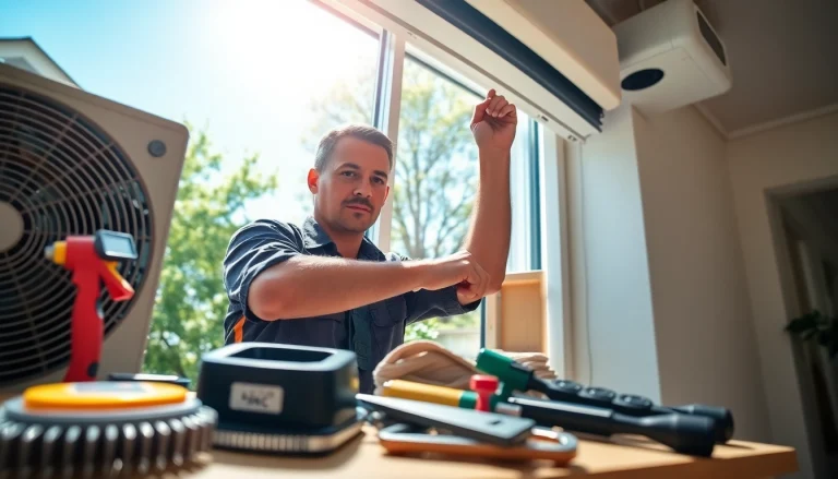 HVAC repair Pawling by a skilled technician working on an air conditioning unit in a sunny home setting.