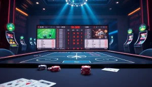 Experience real-time scores on the Website Kết Quả Bóng Đá displayed in a vibrant online gambling setting.