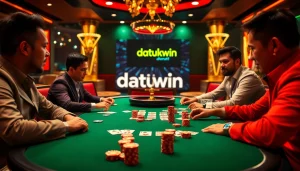Adegan permainan poker yang menarik menyoroti Datukwin Alternatif dalam suasana kasino mewah.