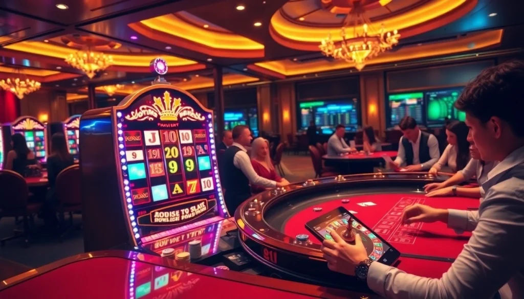 Engaging players in an exciting idn slot gaming experience amidst stylish casino elements.