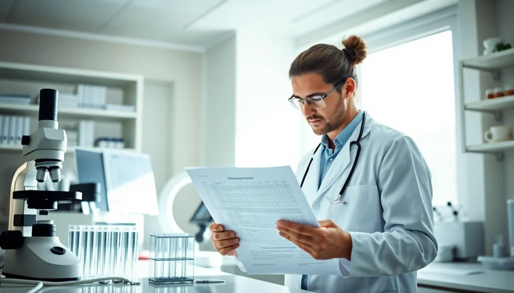 Analisi del spermiogramma in un laboratorio moderno con esperto.