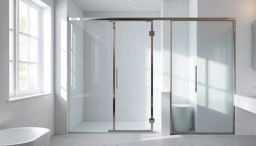 Showcase of stylish shower doors UK with sleek glass design in an elegant bathroom.