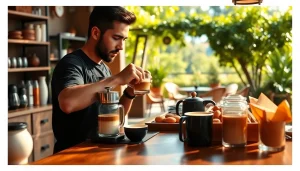 Disfruta de la experiencia en Coffee Shop lloret de mar con un barista sirviendo café fresco.