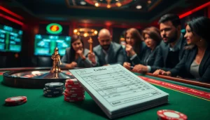 Engaging scene showcasing เทคนิคแทงบอล strategies with a football betting slip and casino elements.