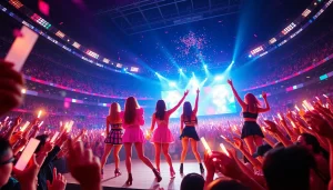 Engaging BLACKPINK news coverage showcasing concert excitement and fan interaction.
