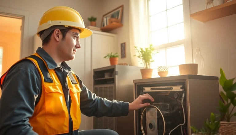 Heating repair bedford ny professional technician inspecting a home furnace system.