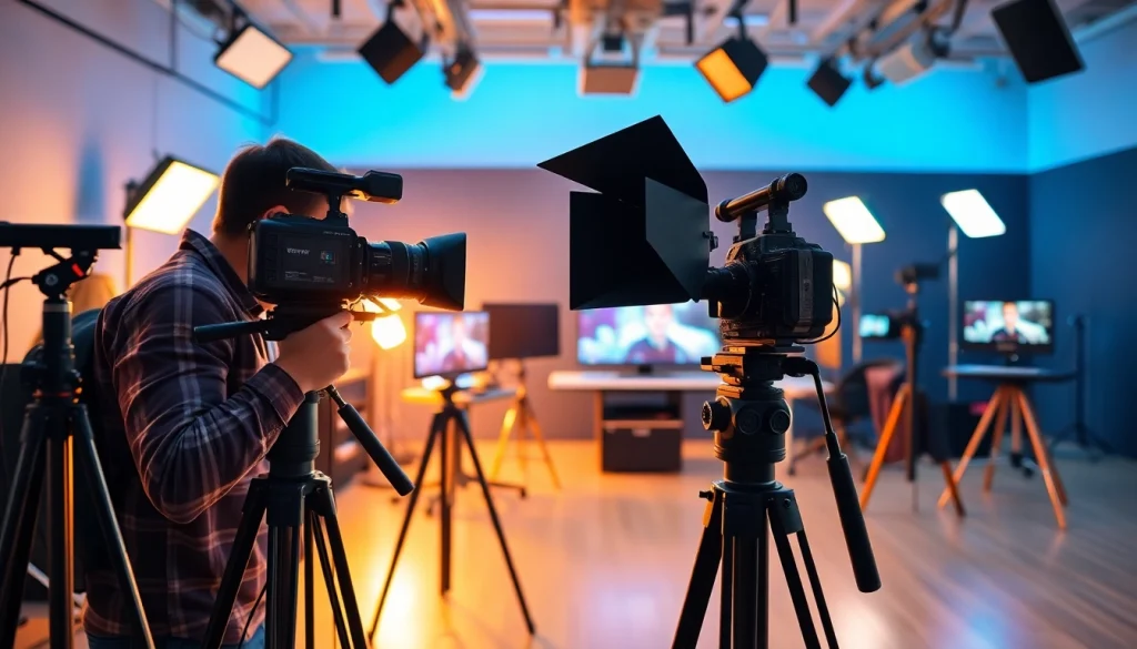 Captivating video production setup with professionals creating dynamic content.