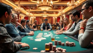 ยูฟ่า169 การเล่นโป๊กเกอร์ในบรรยากาศคาสิโนหรูหรา มีผู้เล่นและดีลเลอร์ทำงานร่วมกัน