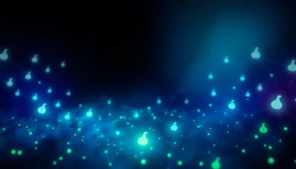 Visual representation of the hidden wiki tor concept, showcasing digital links and onion symbols in a mysterious dark web landscape.