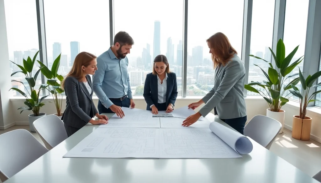 Start a residential architecture project with a professional architect discussing plans with clients.