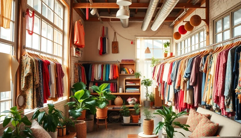 Browse unique styles at this colorful second hand clothing store featuring vintage fashion.
