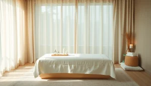 부드러운 조명과 편안한 장식이 있는 편안한 의정부마사지 치료실.