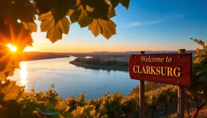 Beautiful vineyards and river at sunset in Clarksburg California, conveying serenity.