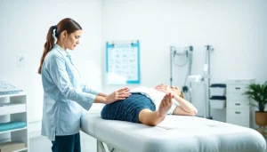 Physiotherapy Edmonton session showcasing a therapist assisting a patient.