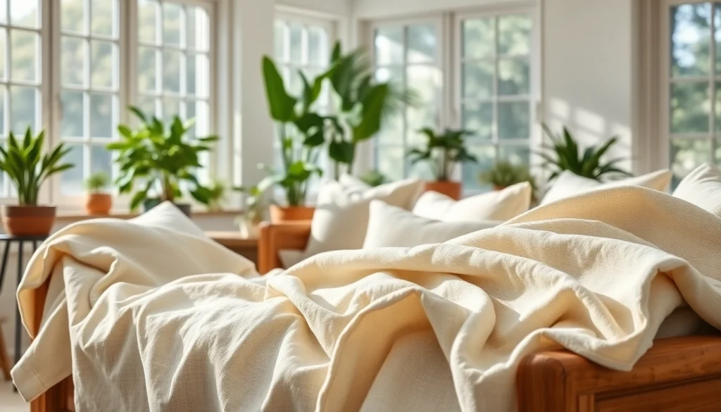 Bekijk de veelzijdigheid van goedkope linnen in een gezellige woonomgeving met natuurlijke verlichting.