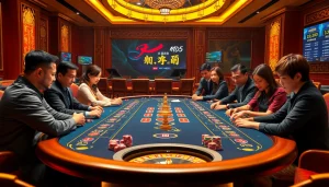 Tài xỉu md5 com game table scene with players betting and engaging in a vibrant casino atmosphere.