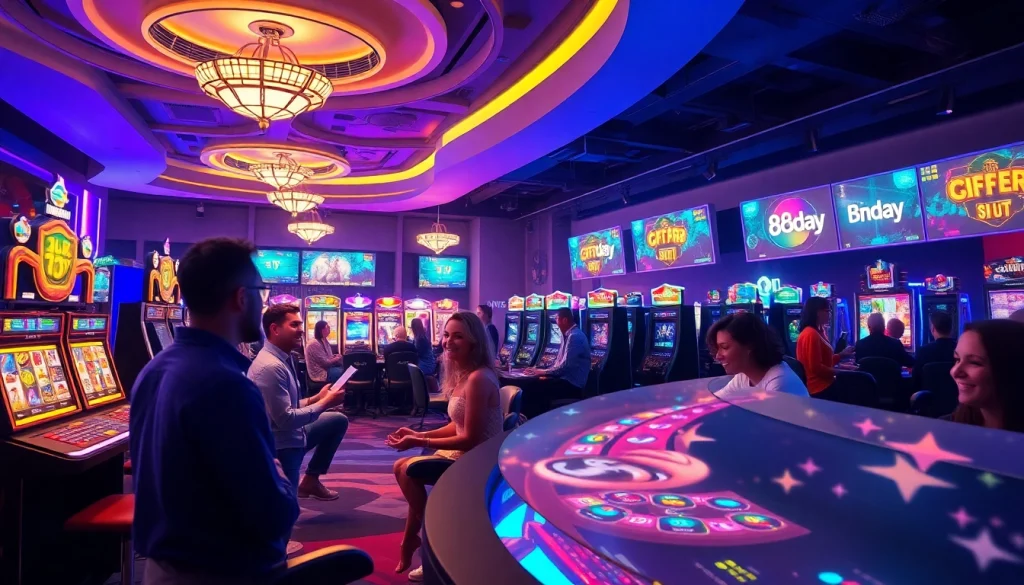 Engaged players enjoying various games on the 8day online gaming platform, showcasing a vibrant casino environment.