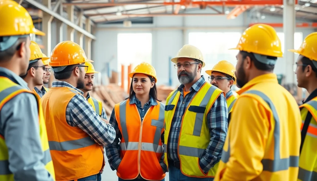 Construction safety training in action with workers learning essential safety protocols.